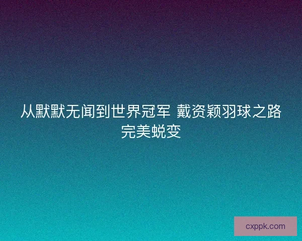 从默默无闻到世界冠军 戴资颖羽球之路完美蜕变