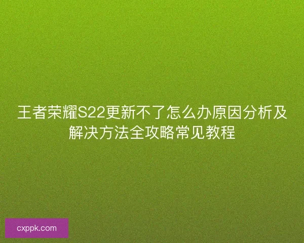 王者荣耀S22更新不了怎么办原因分析及解决方法全攻略常见教程