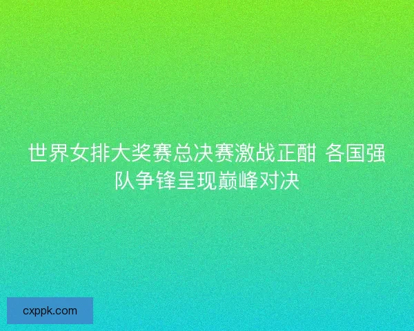 世界女排大奖赛总决赛激战正酣 各国强队争锋呈现巅峰对决